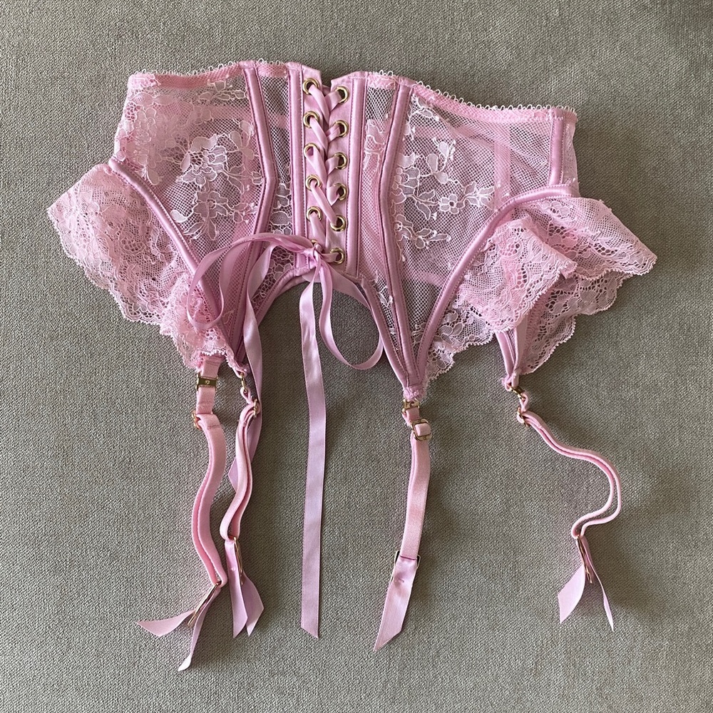 Honey Birdette “Rebecca” Pink Lace Intimate Set - Picture 4 of 7